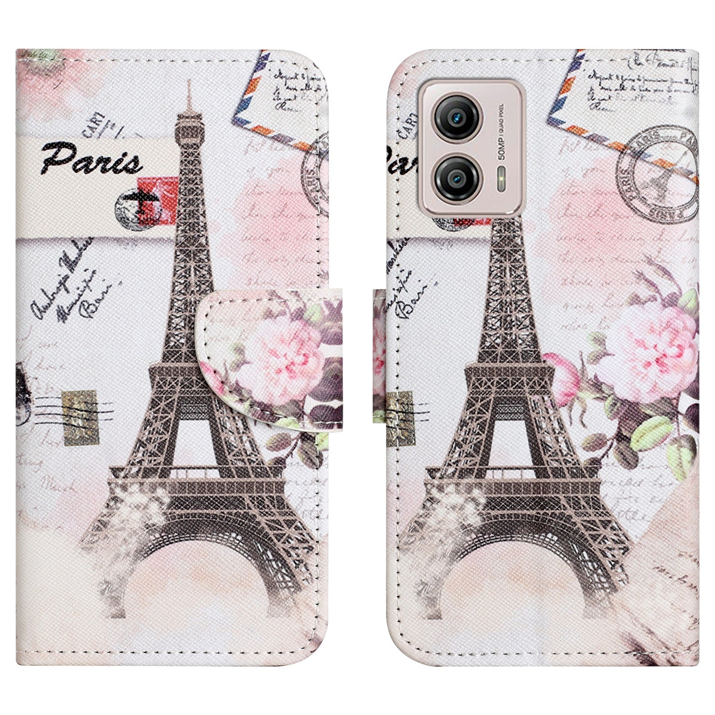 Phone Leather Case for Motorola Moto G53 5G / G13 4G / G23 4G, Pattern Printing Cross Texture Stand Wallet Phone Cover