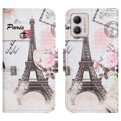 Phone Leather Case for Motorola Moto G53 5G / G13 4G / G23 4G, Pattern Printing Cross Texture Stand Wallet Phone Cover