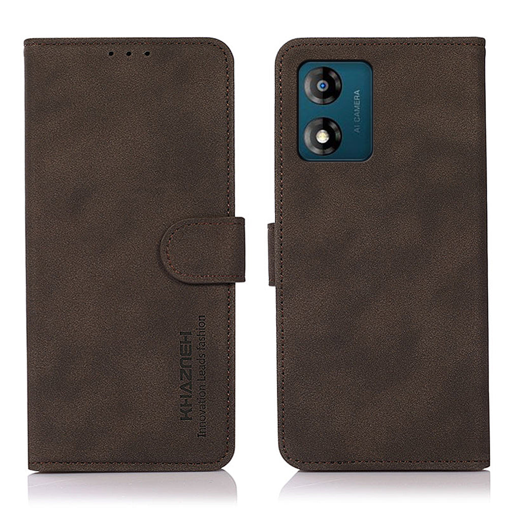 KHAZNEH Anti-drop Leather Phone Case for Motorola Moto E13 4G, Textured Stand Wallet Protective Phone Cover