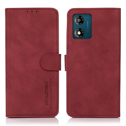 KHAZNEH Anti-drop Leather Phone Case for Motorola Moto E13 4G, Textured Stand Wallet Protective Phone Cover