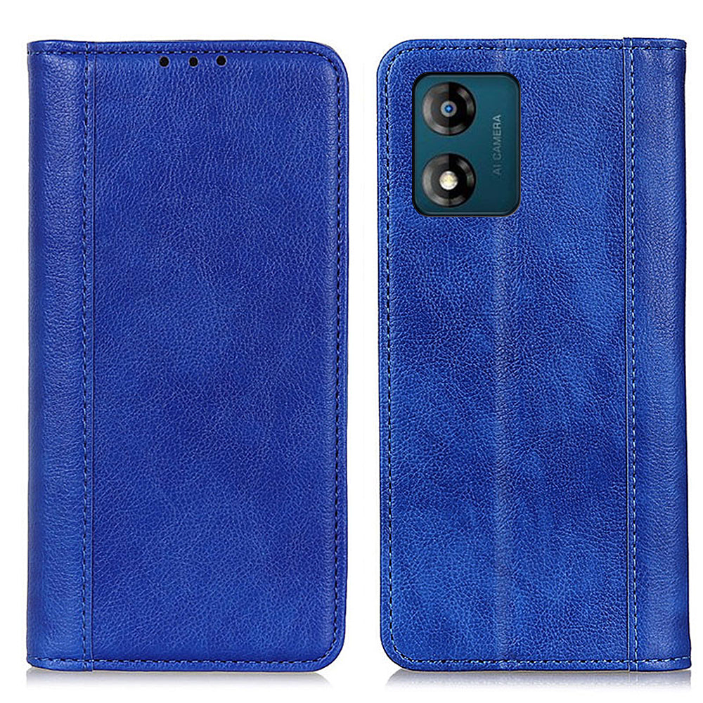 Shockproof Phone Cas For Motorola Moto E13 4G, Split Leather  Litchi Texture Flip Wallet Anti-fall Phone Cover Stand