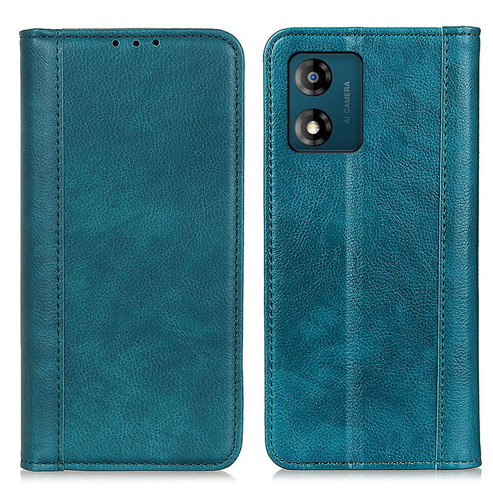 Shockproof Phone Cas For Motorola Moto E13 4G, Split Leather  Litchi Texture Flip Wallet Anti-fall Phone Cover Stand