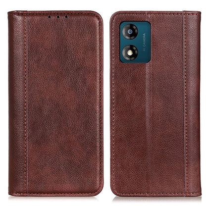 Shockproof Phone Cas For Motorola Moto E13 4G, Split Leather  Litchi Texture Flip Wallet Anti-fall Phone Cover Stand