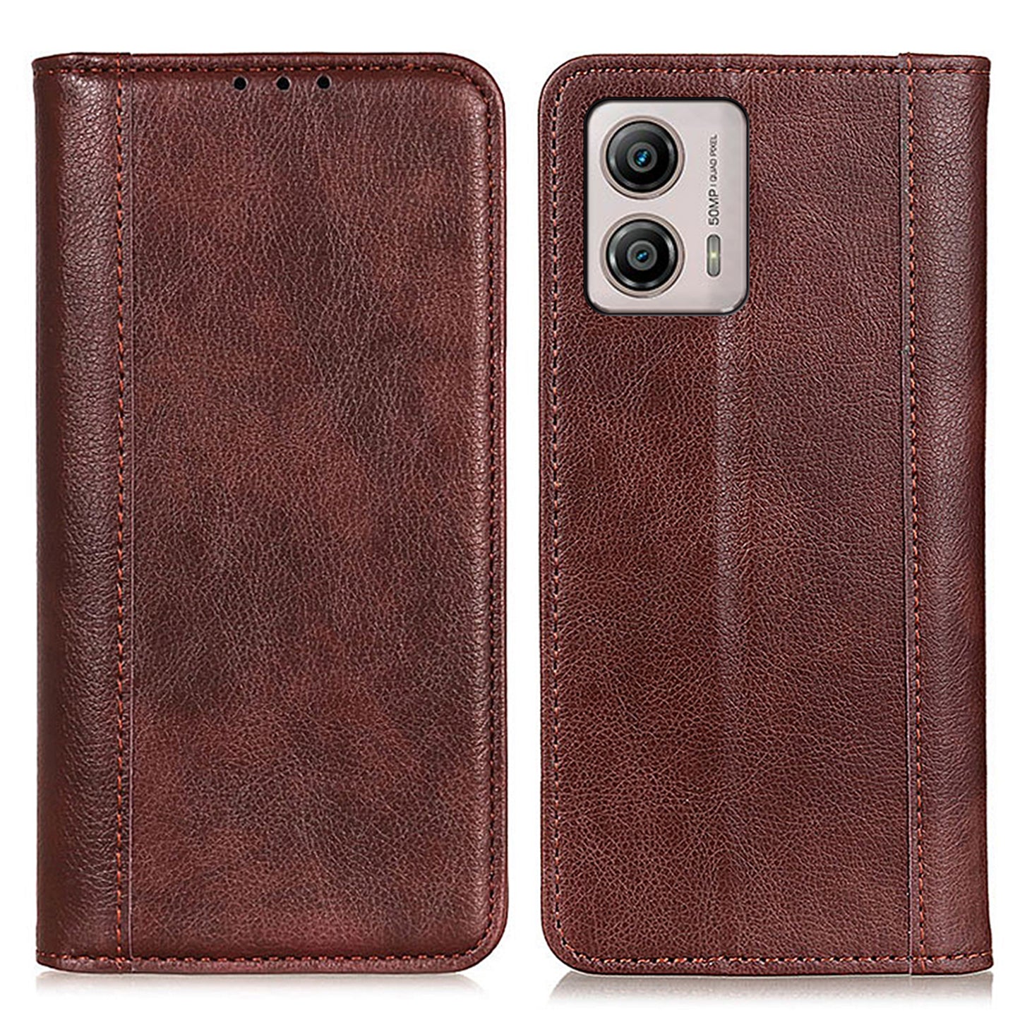 Cell Phone Case For Motorola Moto G53 5G / G13 4G / G23 4G , Split Leather Stand Litchi Texture Flip Wallet Shockproof Phone Cover