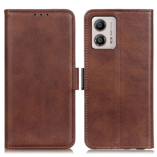 Wallet Phone Stand Case for Motorola Moto G53 5G / G13 4G / G23 4G , Cowhide Texture PU Leather Phone Cover