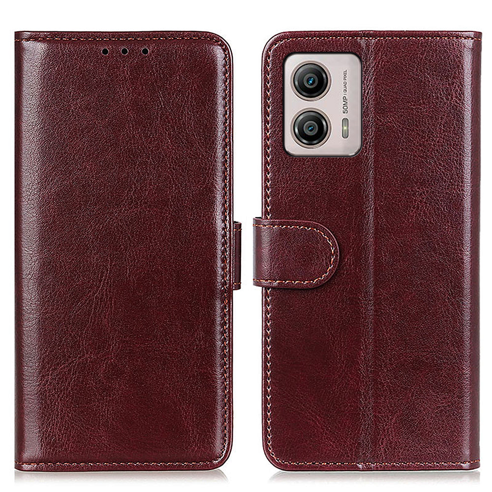 PU Leather Phone Case for Motorola Moto G53 5G / G13 4G / G23 4G , Crazy Horse Texture Stand Wallet Phone Cover