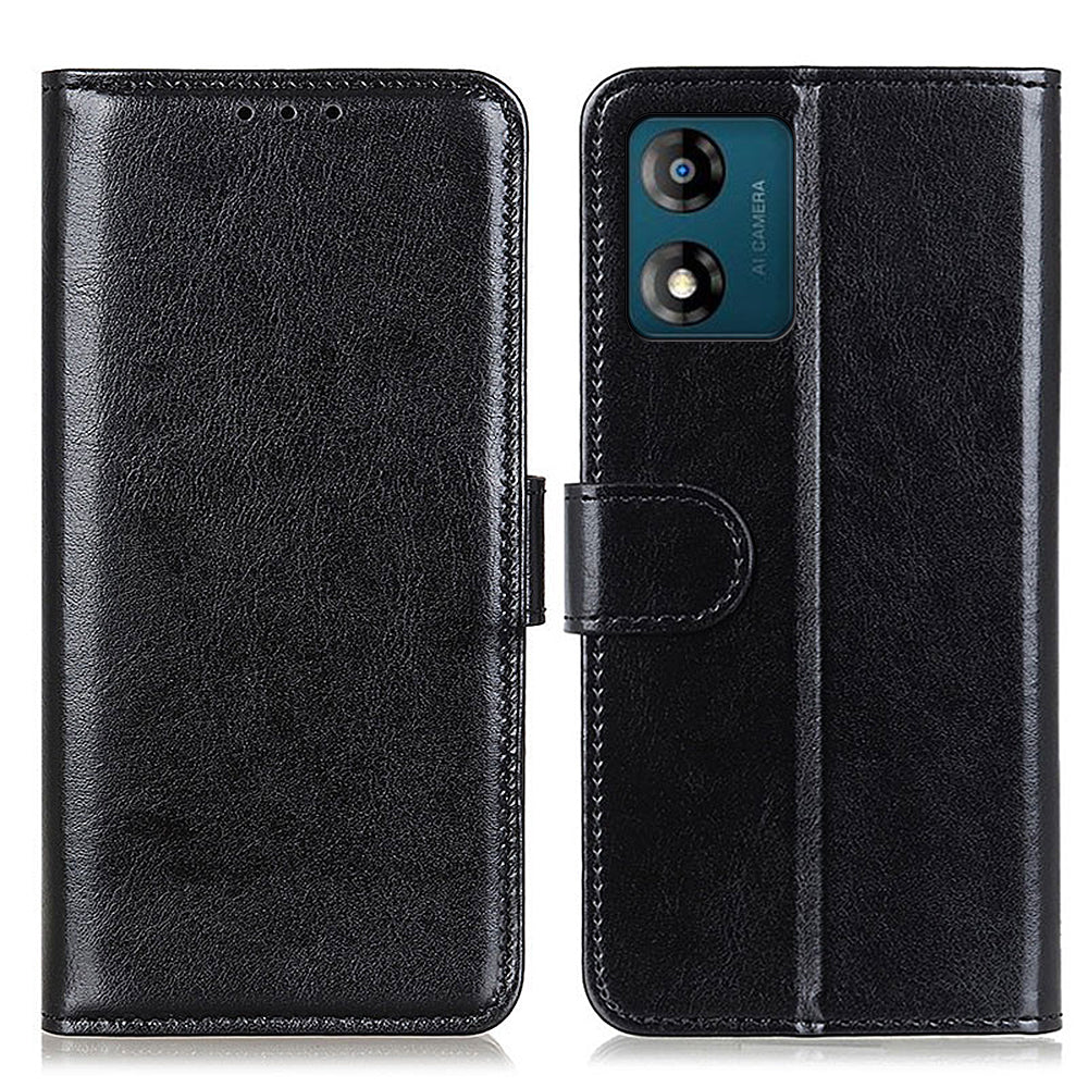 Phone Wallet Case for Motorola Moto E13 4G Crazy Horse Texture PU Leather Stand Protective Phone Cover