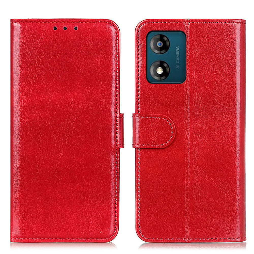 Phone Wallet Case for Motorola Moto E13 4G Crazy Horse Texture PU Leather Stand Protective Phone Cover