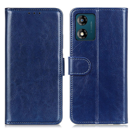 Phone Wallet Case for Motorola Moto E13 4G Crazy Horse Texture PU Leather Stand Protective Phone Cover