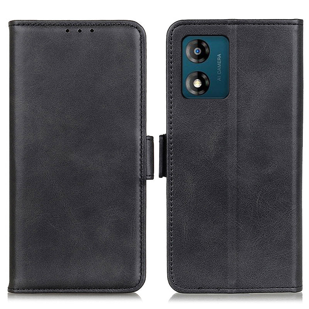 For Motorola Moto E13 4G Phone Cover Cowhide Texture PU Leather Stand Wallet Case