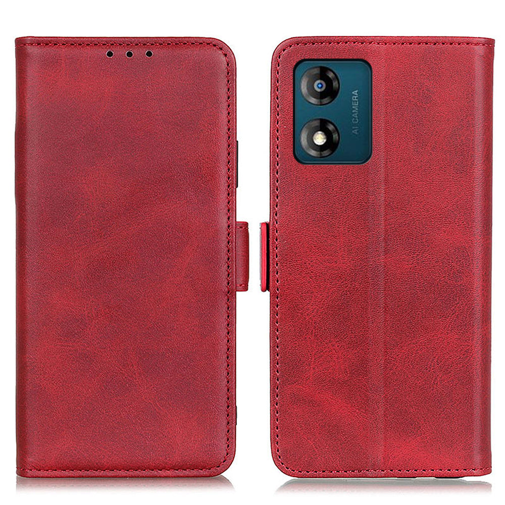 For Motorola Moto E13 4G Phone Cover Cowhide Texture PU Leather Stand Wallet Case