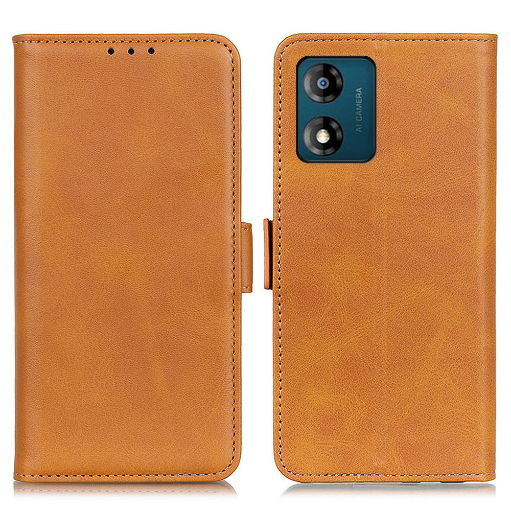 For Motorola Moto E13 4G Phone Cover Cowhide Texture PU Leather Stand Wallet Case