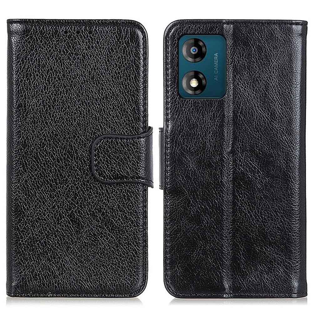 For Motorola Moto E13 4G Phone Stand Cover Nappa Texture Split Leather Wallet Cell Phone Case