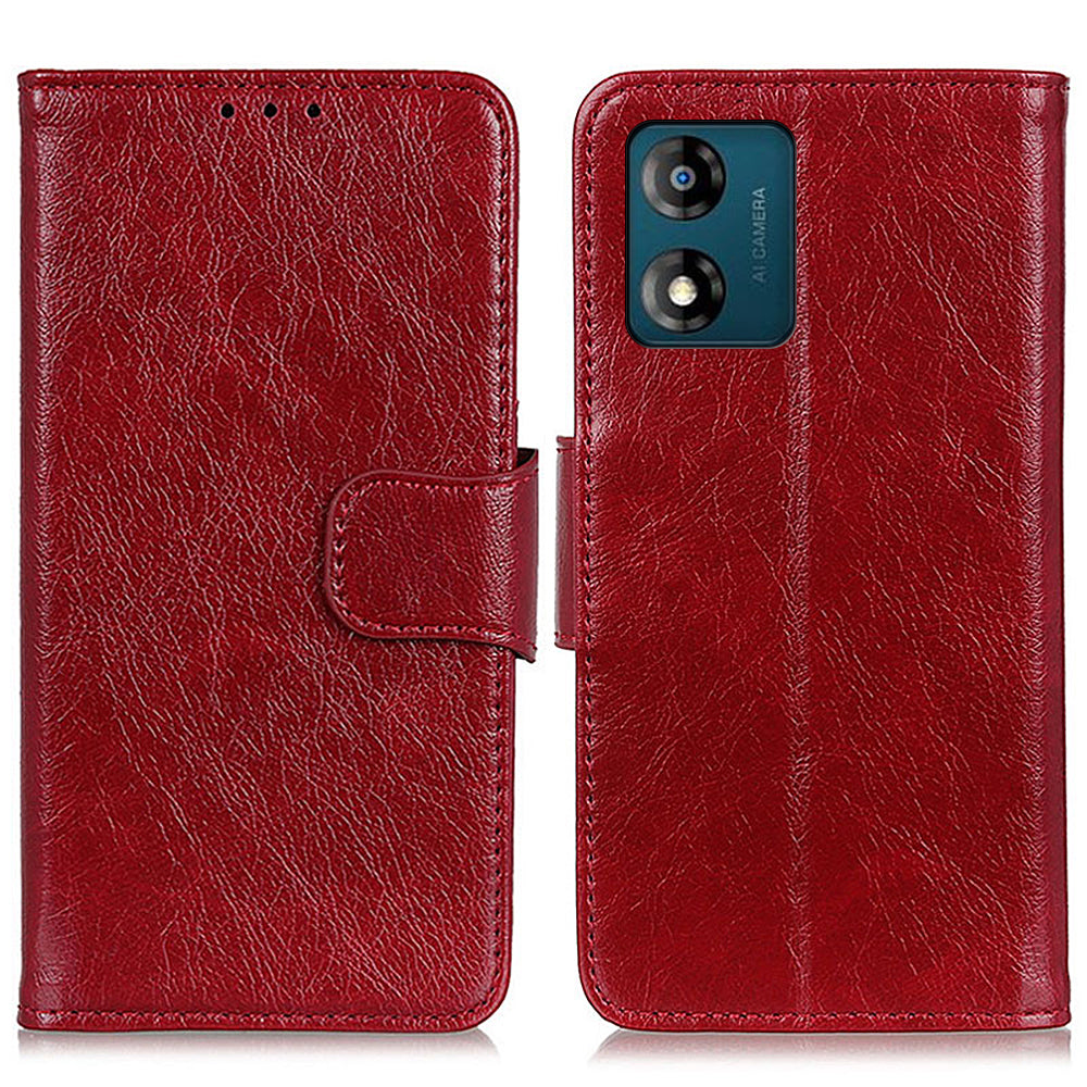 For Motorola Moto E13 4G Phone Stand Cover Nappa Texture Split Leather Wallet Cell Phone Case