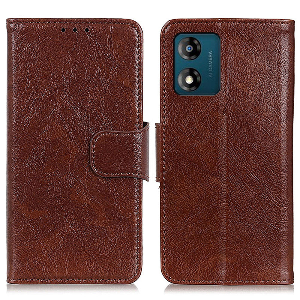 For Motorola Moto E13 4G Phone Stand Cover Nappa Texture Split Leather Wallet Cell Phone Case