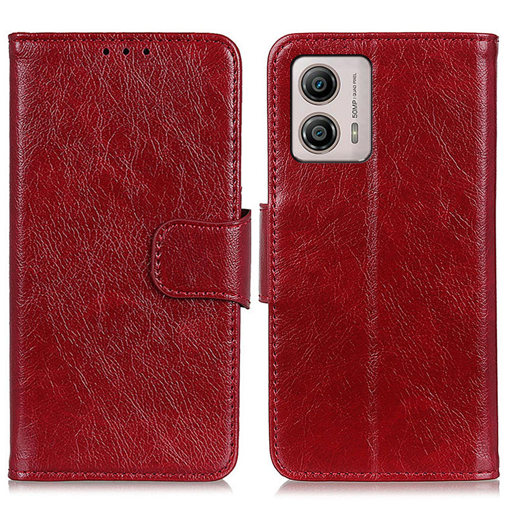 For Motorola Moto G53 5G / G13 4G / G23 4G Nappa Texture Phone Wallet Case Split Leather Anti-drop Stand Phone Cover