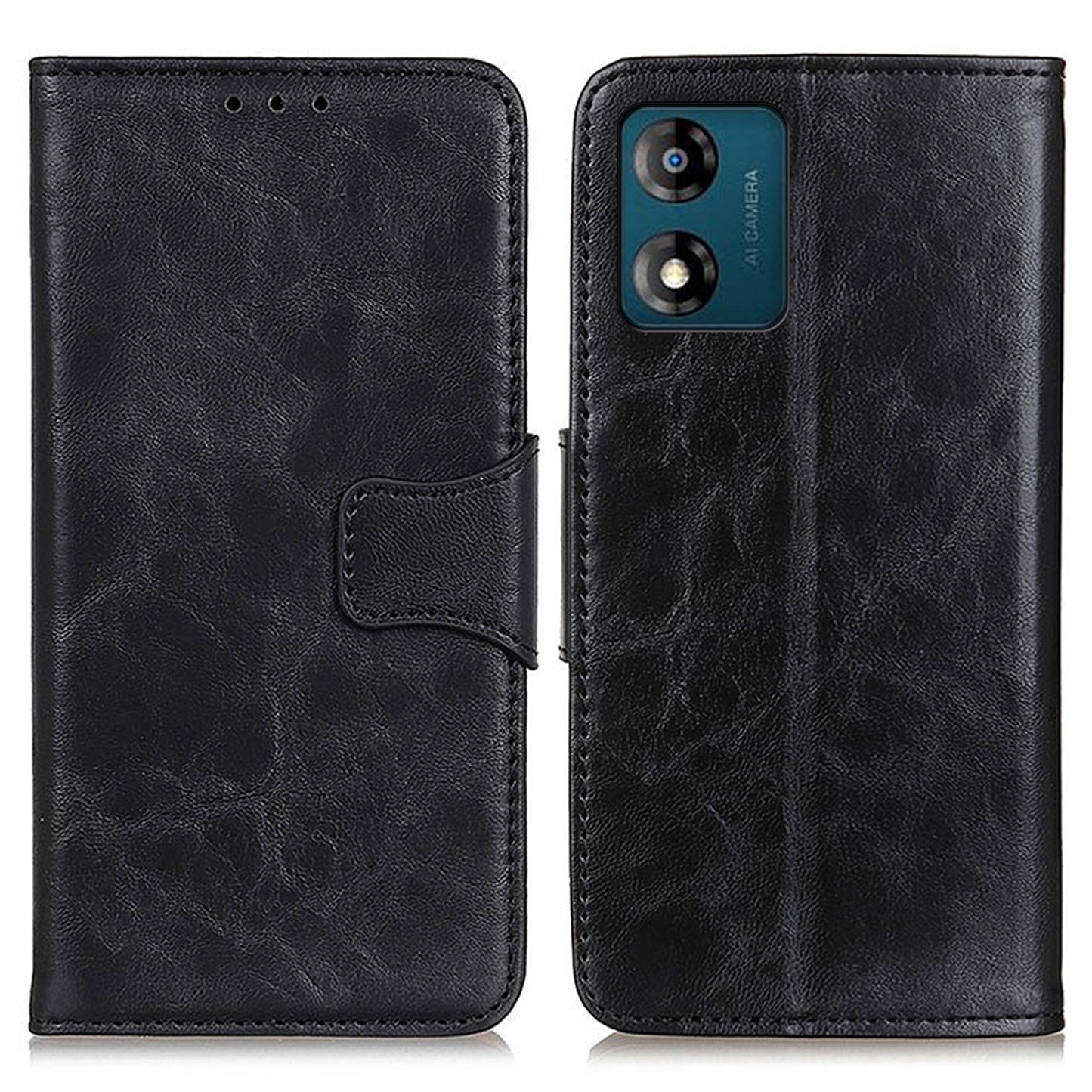 For Motorola Moto E13 4G Crazy Horse Texture Anti-scratch Protective Phone Case with Wallet Stand Split Leather Phone Cover