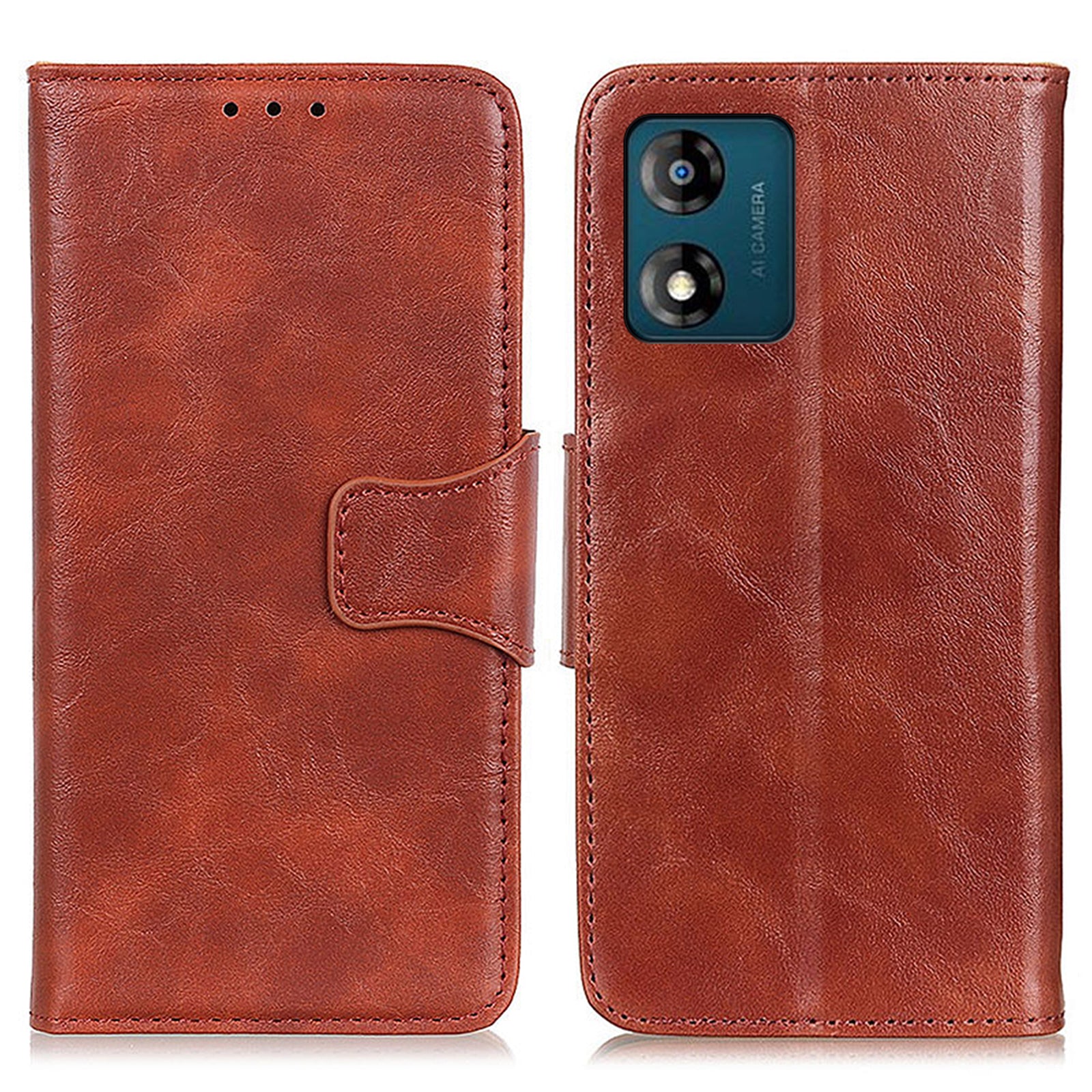 For Motorola Moto E13 4G Crazy Horse Texture Anti-scratch Protective Phone Case with Wallet Stand Split Leather Phone Cover