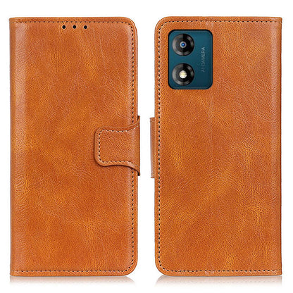 For Motorola Moto E13 4G Drop-proof Leather Phone Case Stand Crazy Horse Texture Wallet Mobile Phone Cover