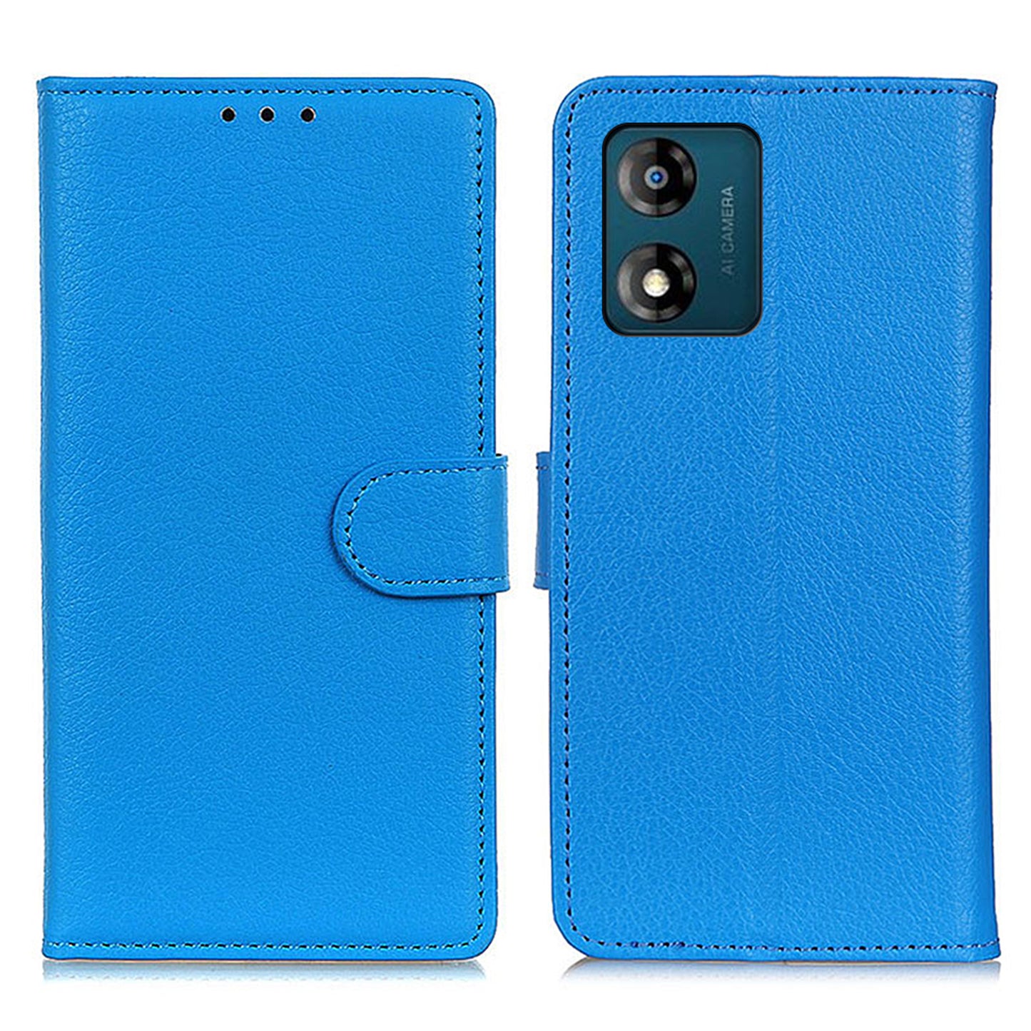 Full Protection Phone Case for Motorola Moto E13 4G, Litchi Texture Flip Wallet Stand Cell Phone Cover