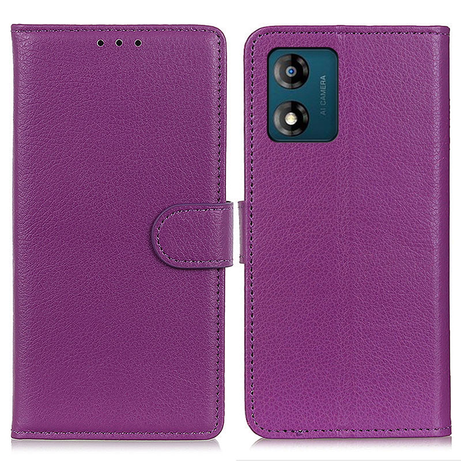 Full Protection Phone Case for Motorola Moto E13 4G, Litchi Texture Flip Wallet Stand Cell Phone Cover