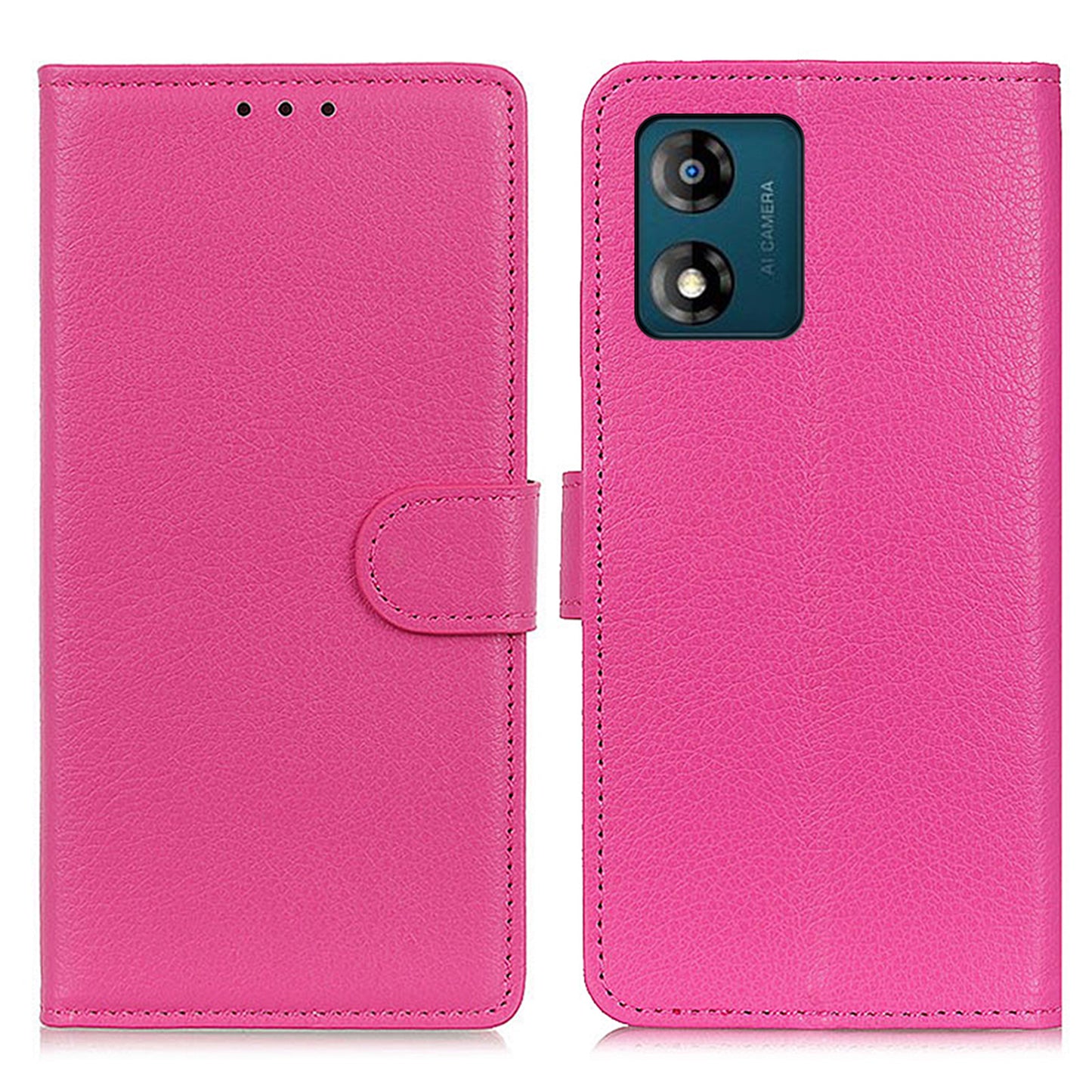 Full Protection Phone Case for Motorola Moto E13 4G, Litchi Texture Flip Wallet Stand Cell Phone Cover