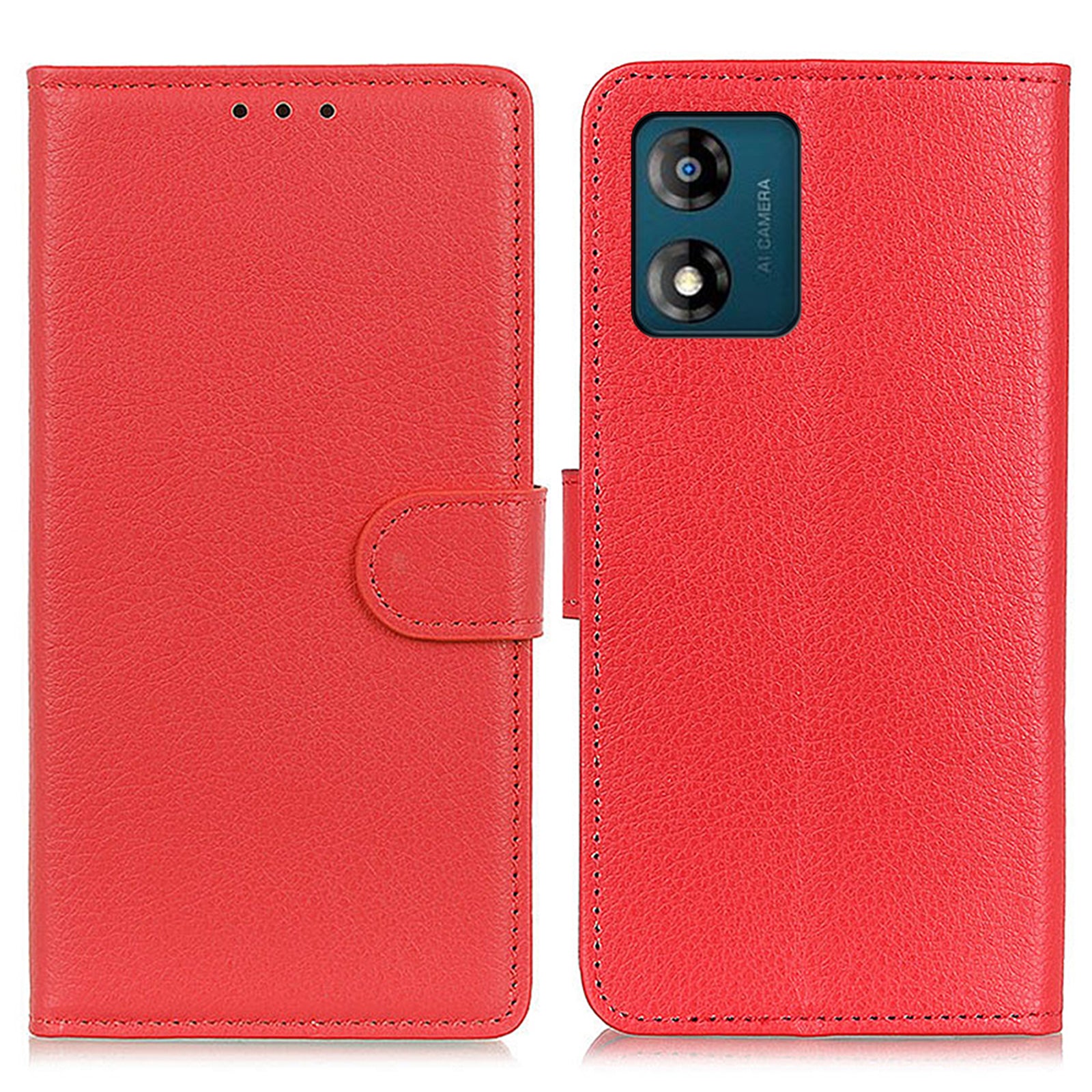 Full Protection Phone Case for Motorola Moto E13 4G, Litchi Texture Flip Wallet Stand Cell Phone Cover