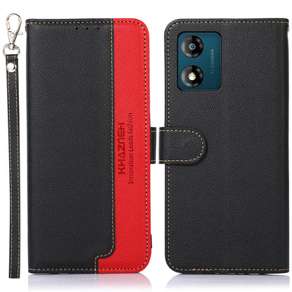 KHAZNEH Shockproof Leather Phone Case For Motorola Moto E13 4G, Litchi Texture RFID Blocking Phone Flip Wallet Cover with Stand