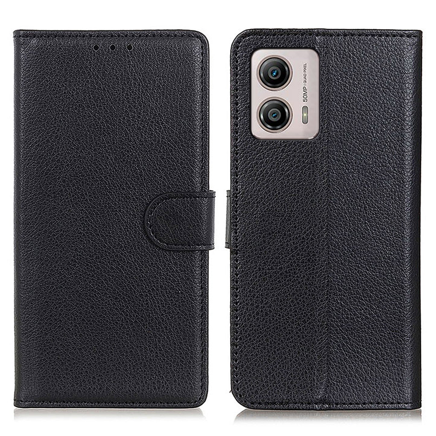 For Motorola Moto G53 5G / G13 4G / G23 4G Drop-proof Phone Case Litchi Texture PU Leather Stand Wallet Anti-scratch Protective Phone Cover