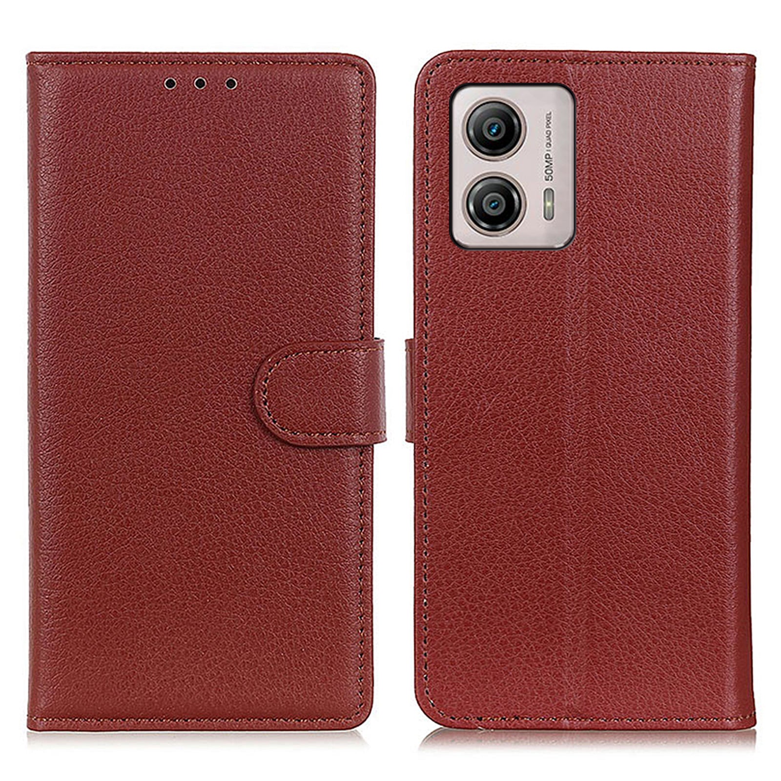 For Motorola Moto G53 5G / G13 4G / G23 4G Drop-proof Phone Case Litchi Texture PU Leather Stand Wallet Anti-scratch Protective Phone Cover