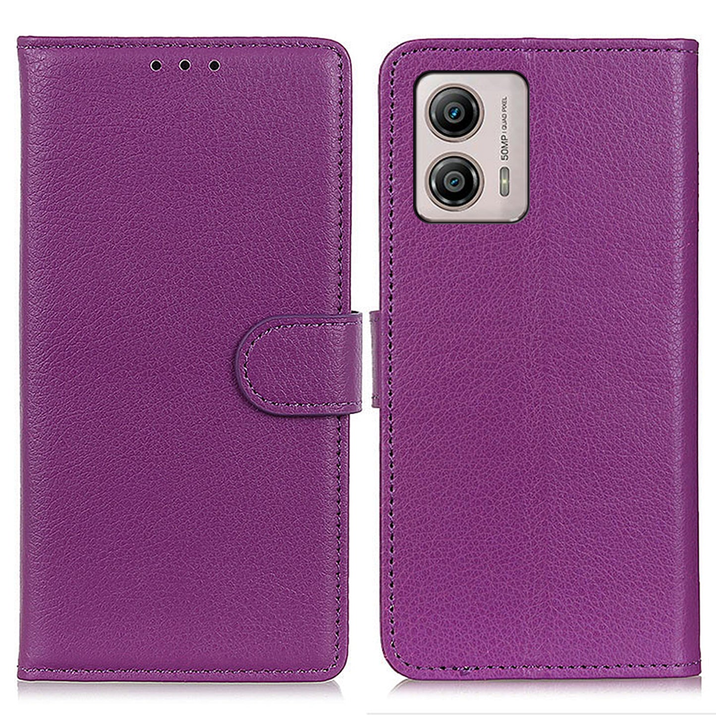 For Motorola Moto G53 5G / G13 4G / G23 4G Drop-proof Phone Case Litchi Texture PU Leather Stand Wallet Anti-scratch Protective Phone Cover