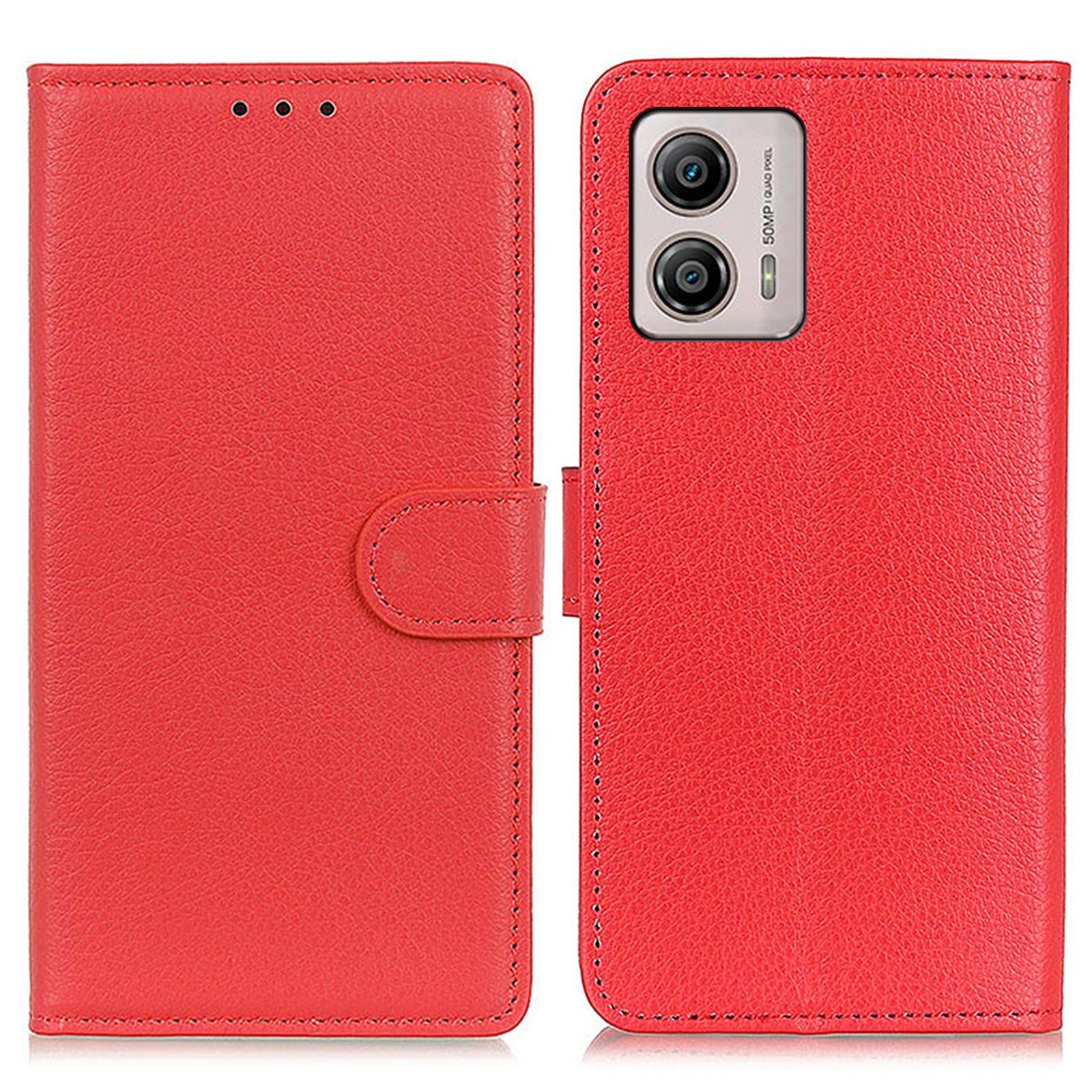 For Motorola Moto G53 5G / G13 4G / G23 4G Drop-proof Phone Case Litchi Texture PU Leather Stand Wallet Anti-scratch Protective Phone Cover