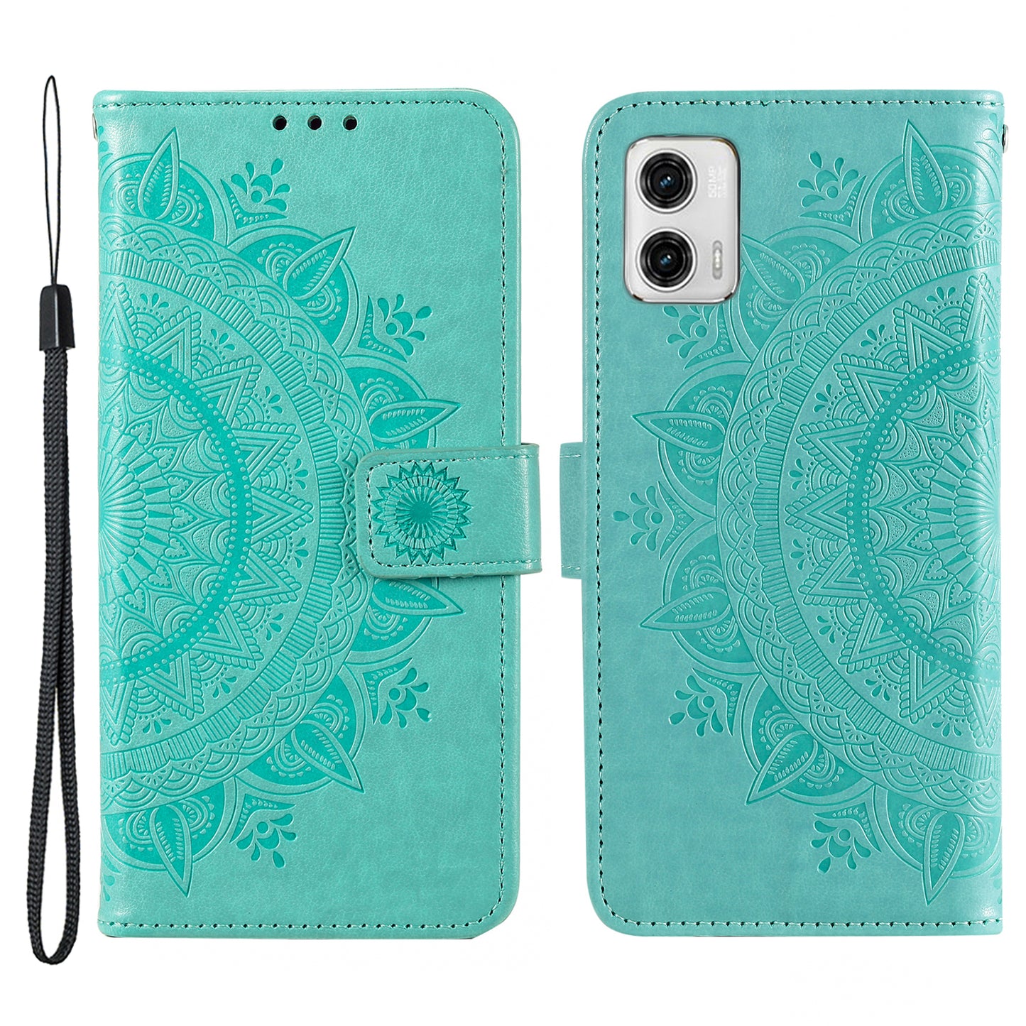 For Motorola Moto G73 5G Imprinted Mandala Flower Pattern Phone Case Wallet Stand Phone Cover Shell