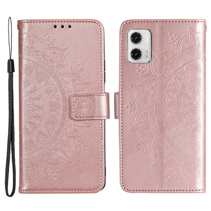 For Motorola Moto G73 5G Imprinted Mandala Flower Pattern Phone Case Wallet Stand Phone Cover Shell