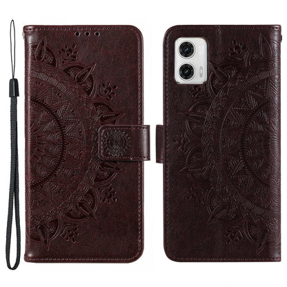 For Motorola Moto G73 5G Imprinted Mandala Flower Pattern Phone Case Wallet Stand Phone Cover Shell