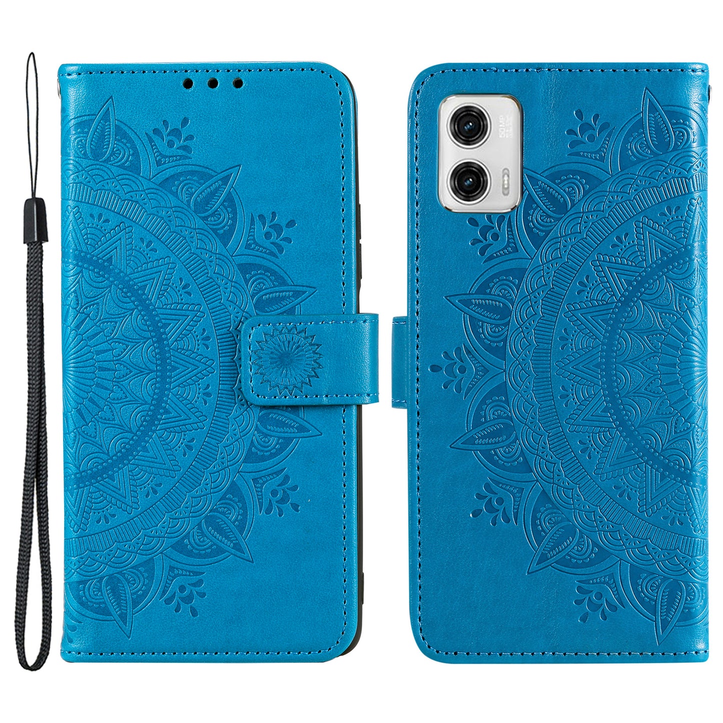 For Motorola Moto G73 5G Imprinted Mandala Flower Pattern Phone Case Wallet Stand Phone Cover Shell