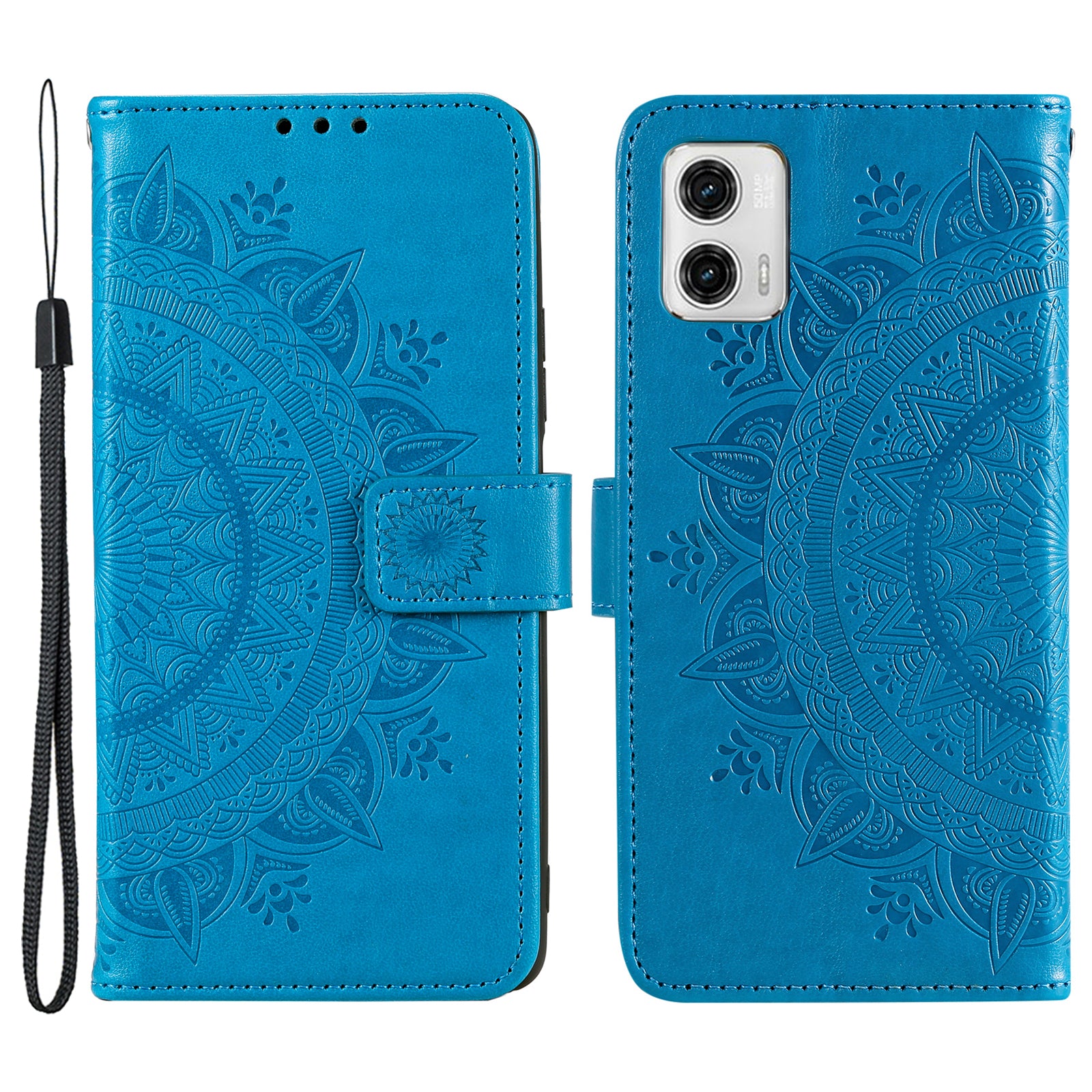 For Motorola Moto G73 5G Imprinted Mandala Flower Pattern Phone Case Wallet Stand Phone Cover Shell