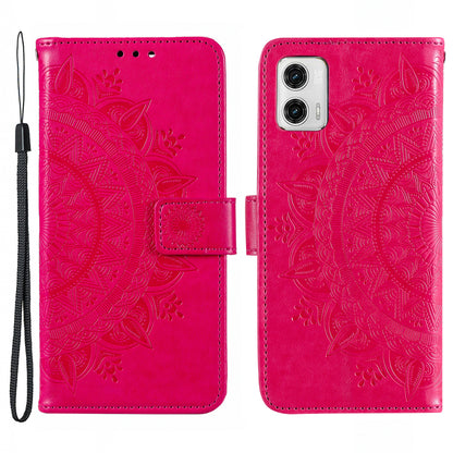 For Motorola Moto G73 5G Imprinted Mandala Flower Pattern Phone Case Wallet Stand Phone Cover Shell