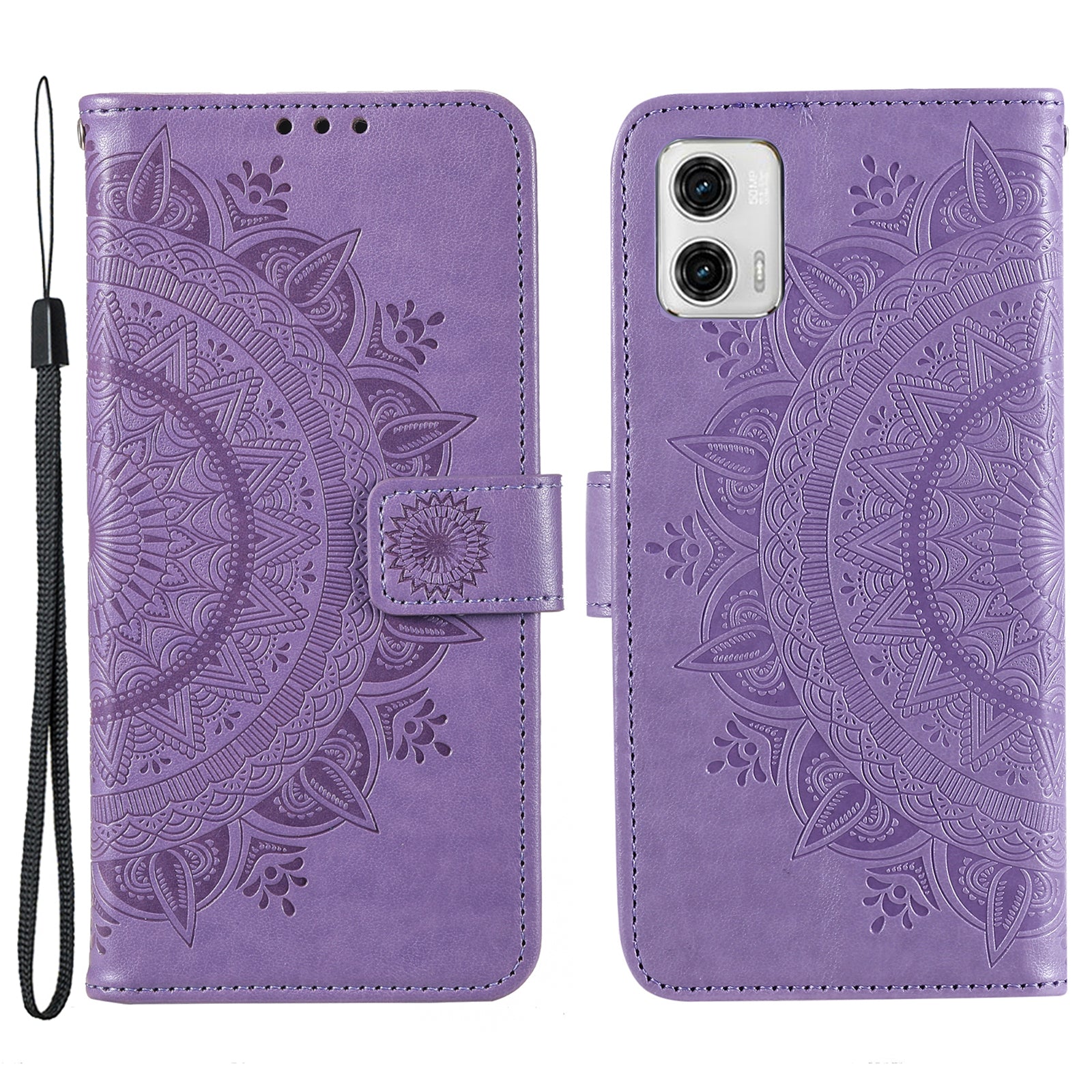 For Motorola Moto G73 5G Imprinted Mandala Flower Pattern Phone Case Wallet Stand Phone Cover Shell