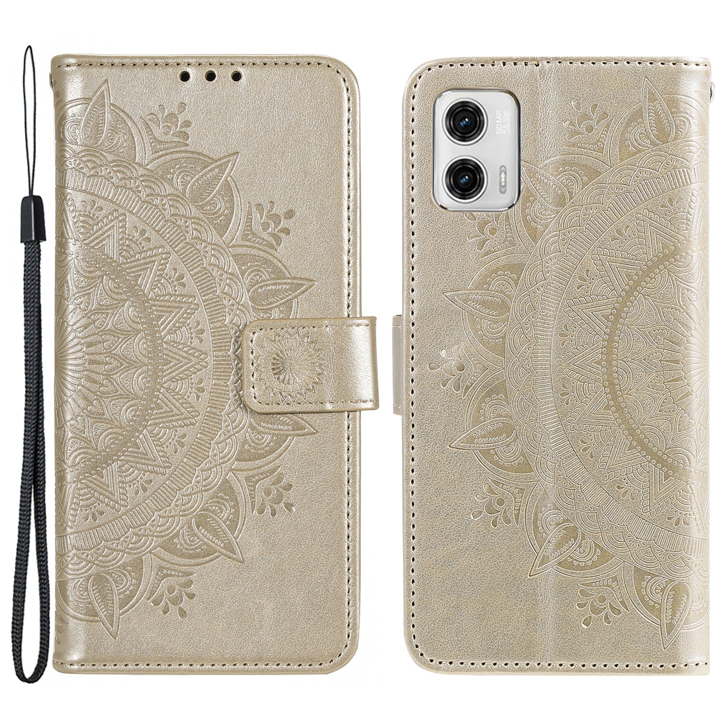 For Motorola Moto G73 5G Imprinted Mandala Flower Pattern Phone Case Wallet Stand Phone Cover Shell