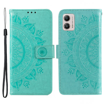 For Motorola Moto G53 5G Anti-Scratch Phone Shell Protector Imprinted Mandala Flower Pattern Wallet Stand Phone Case