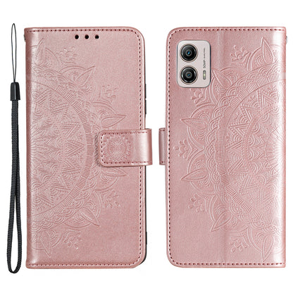 For Motorola Moto G53 5G Anti-Scratch Phone Shell Protector Imprinted Mandala Flower Pattern Wallet Stand Phone Case