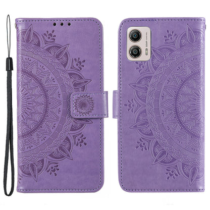 For Motorola Moto G53 5G Anti-Scratch Phone Shell Protector Imprinted Mandala Flower Pattern Wallet Stand Phone Case