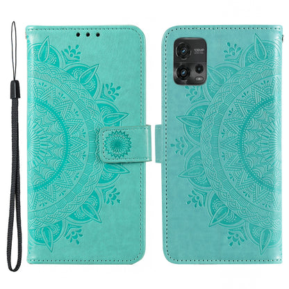 For Motorola Moto G72 4G Shockproof Phone Cover Imprinted Mandala Flower Pattern Phone Stand Case Wallet