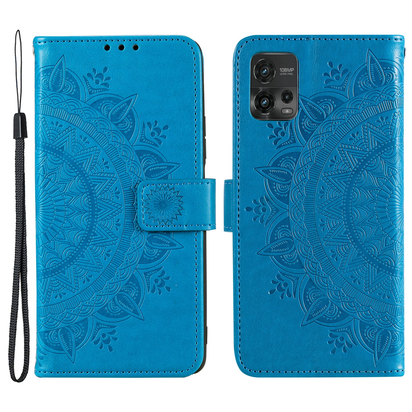 For Motorola Moto G72 4G Shockproof Phone Cover Imprinted Mandala Flower Pattern Phone Stand Case Wallet