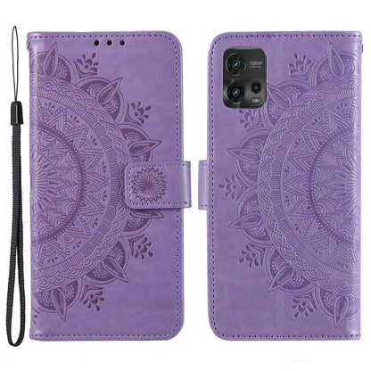 For Motorola Moto G72 4G Shockproof Phone Cover Imprinted Mandala Flower Pattern Phone Stand Case Wallet