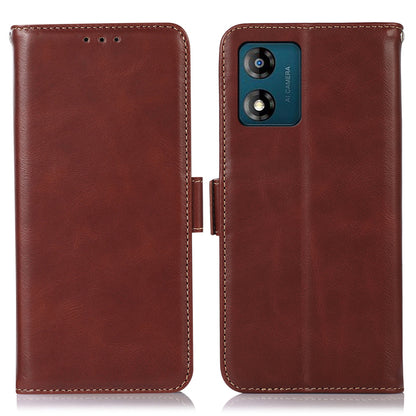 Anti-drop Phone Cover For Motorola Moto E13 4G, RFID Blocking Phone Case Genuine Cowhide Leather Magnetic Flip Case Wallet Stand