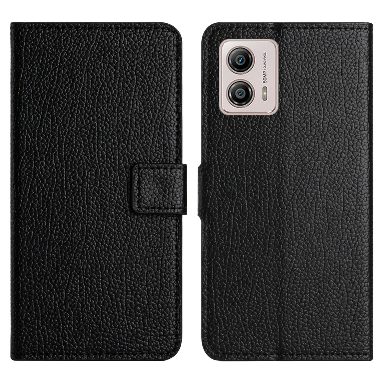 For Motorola Moto G73 5G Litchi Texture Folding Stand Phone Case Magnetic Clasp PU Leather Drop-proof Wallet Cover