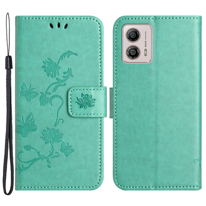 For Motorola Moto G73 5G Imprinted Butterfly Flower PU Leather Wallet Cover Flip Stand Phone Case with Strap