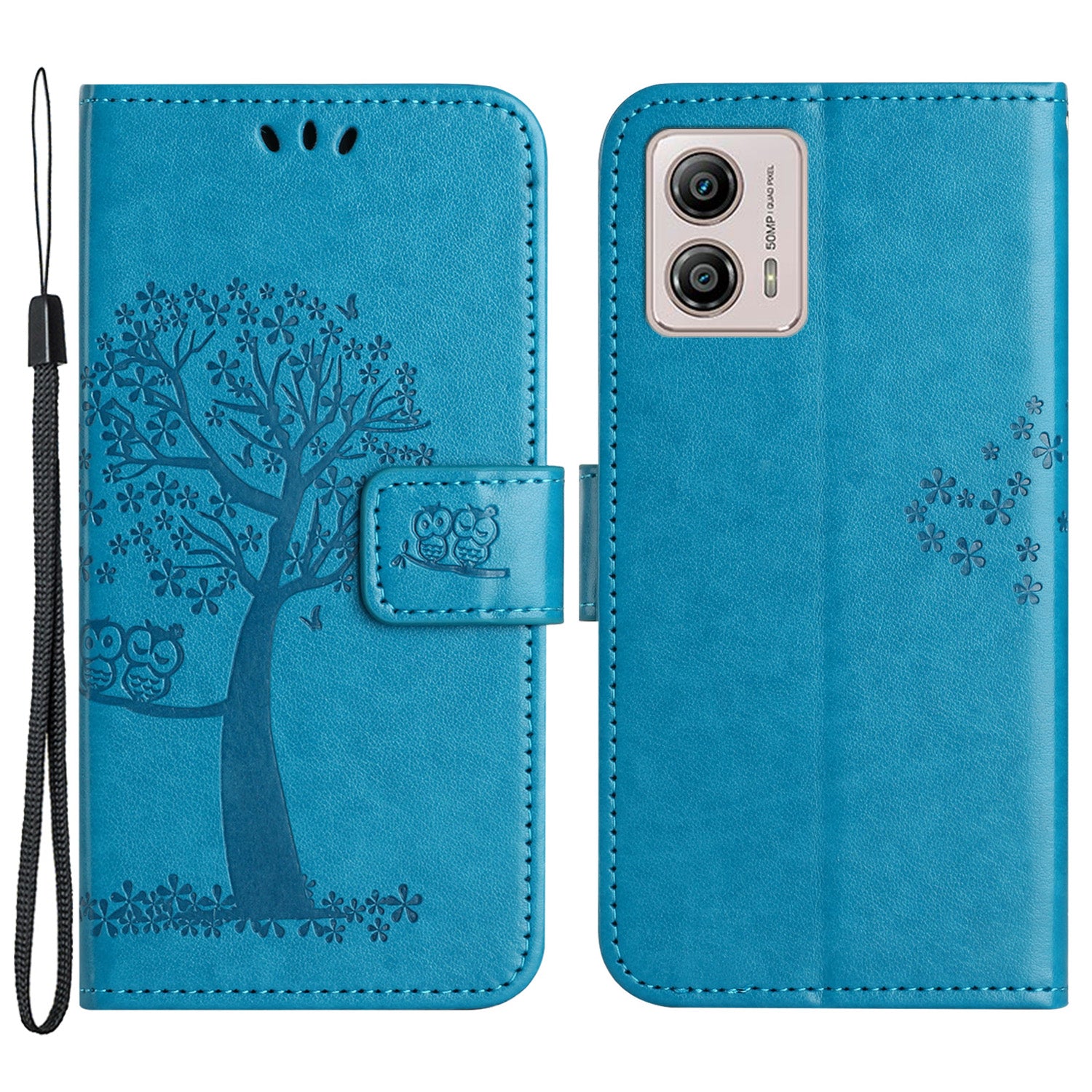 For Motorola Moto G73 5G Owl Tree Imprinted PU Leather Stand Phone Case Drop-proof Wallet Cover